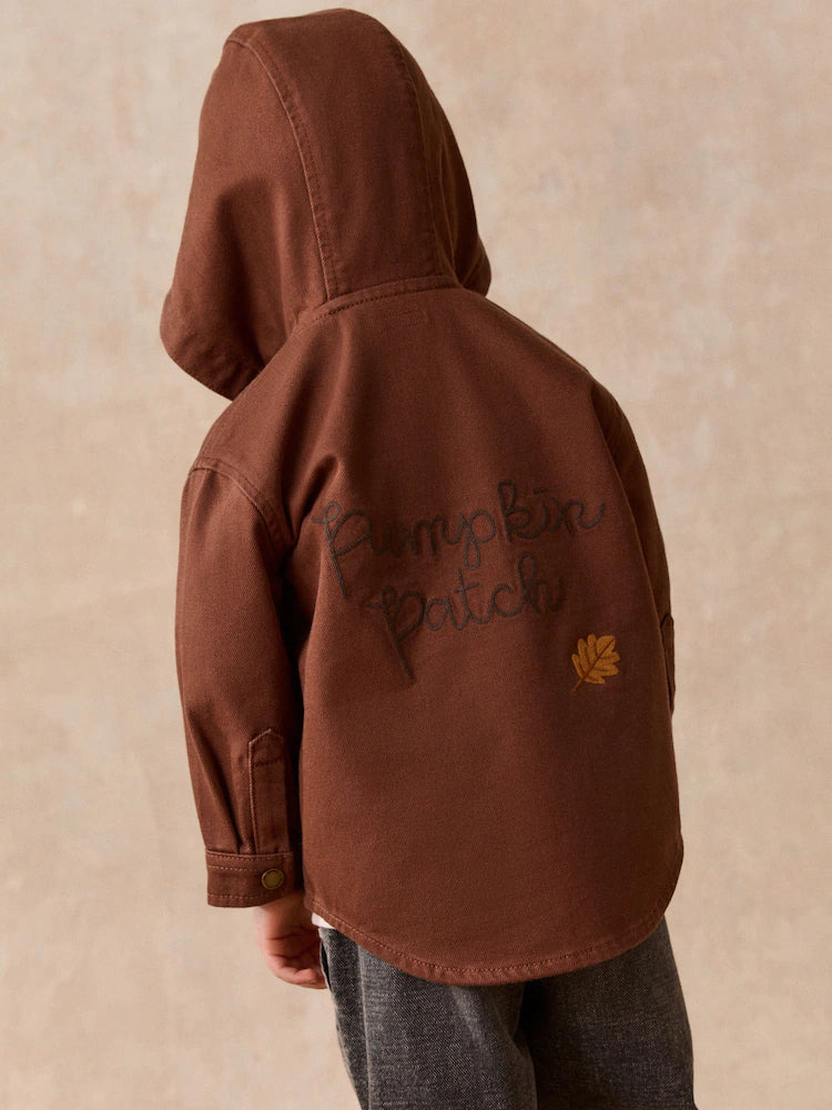 |Boy| Sobrecamisa Com Capuz e Manga Longa Cor de Abóbora (3 meses a 7 anos)