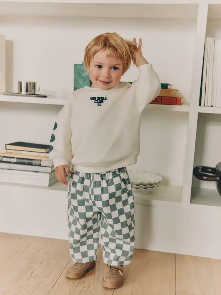 |Boy| Conjunto De Blusa De Manga Longa e Calça, Nas Cores Branco e Verde (3 meses a 7 anos)