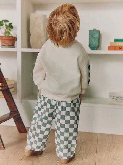 |Boy| Conjunto De Blusa De Manga Longa e Calça, Nas Cores Branco e Verde (3 meses a 7 anos)