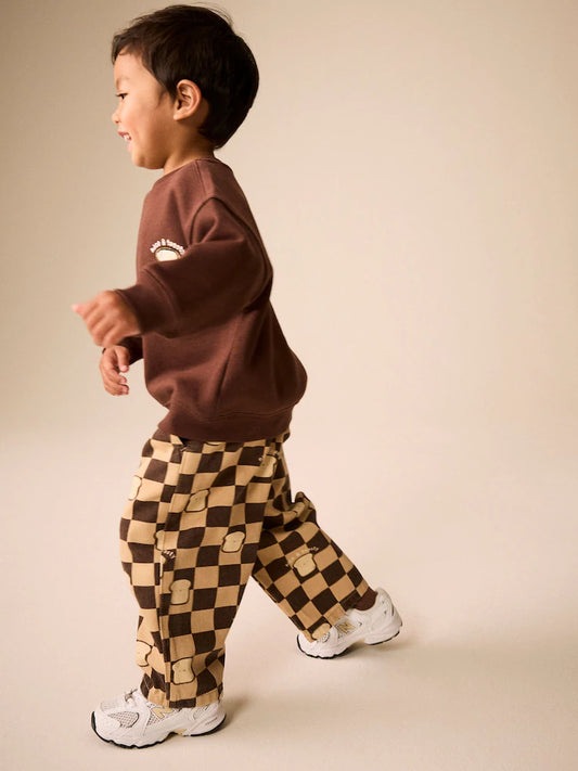 |Boy| Conjunto De Blusa De Manga Longa e Calça Marrom (3 meses a 7 anos)