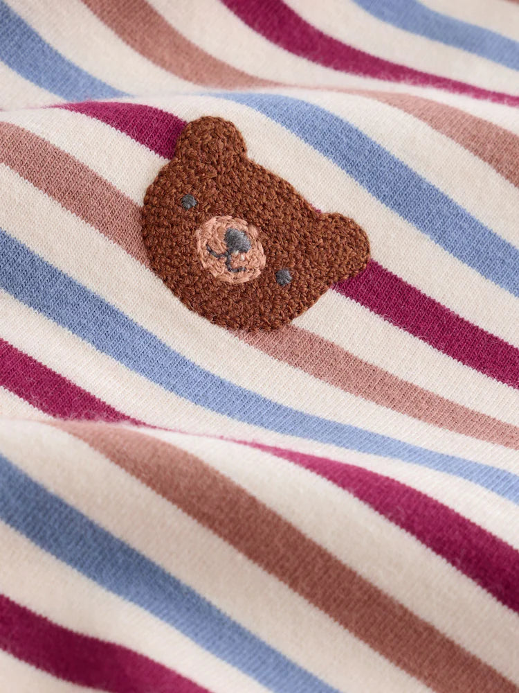 |BabyBoy| Conjunto De 6 Peças Com Blusa e Leggings (tema urso, azul/marrom) – (0 meses a 3 anos)