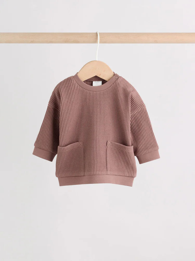 |BabyBoy| Conjunto De Bebê Com Blusa Texturizada e Legging Marrom (0 meses a 2 anos)