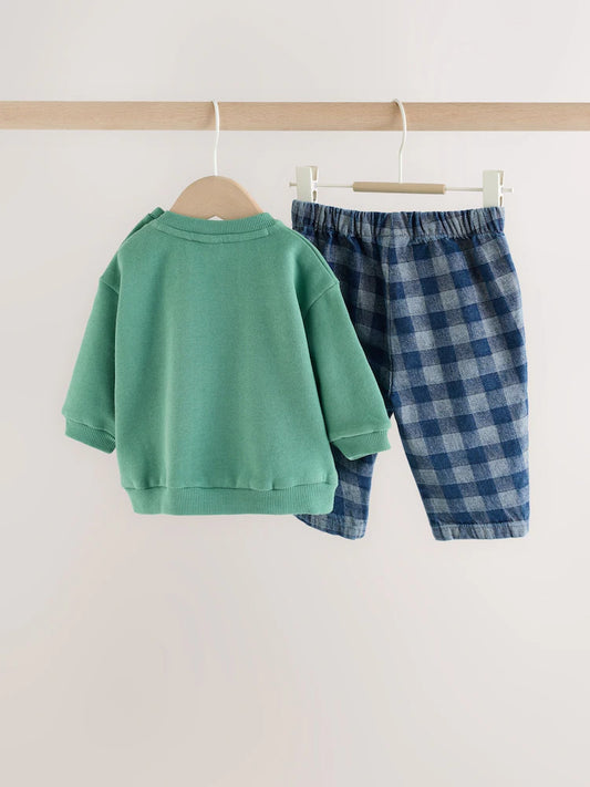 |BabyBoy| Conjunto Verde Para Bebê com Frase: Moletom e Calça (0 meses a 2 anos)