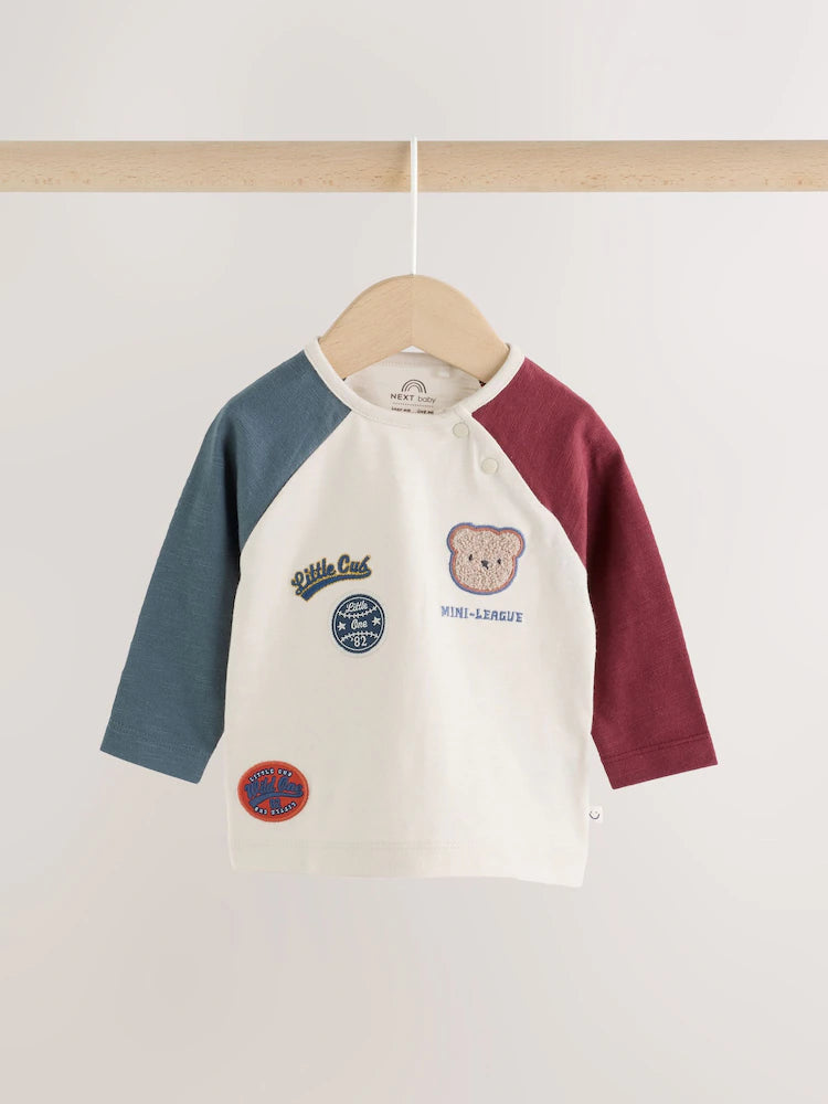 |BabyBoy| Conjunto de Blusa e Legging Estilo Varsity para Bebê – Azul/Neutro (0 meses a 2 anos)