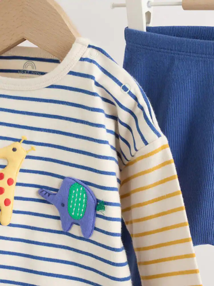 |BabyBoy| Conjunto de Blusa e Legging para Bebé – Animais de Safari (Vermelho/Azul) – 0 meses aos 2 anos