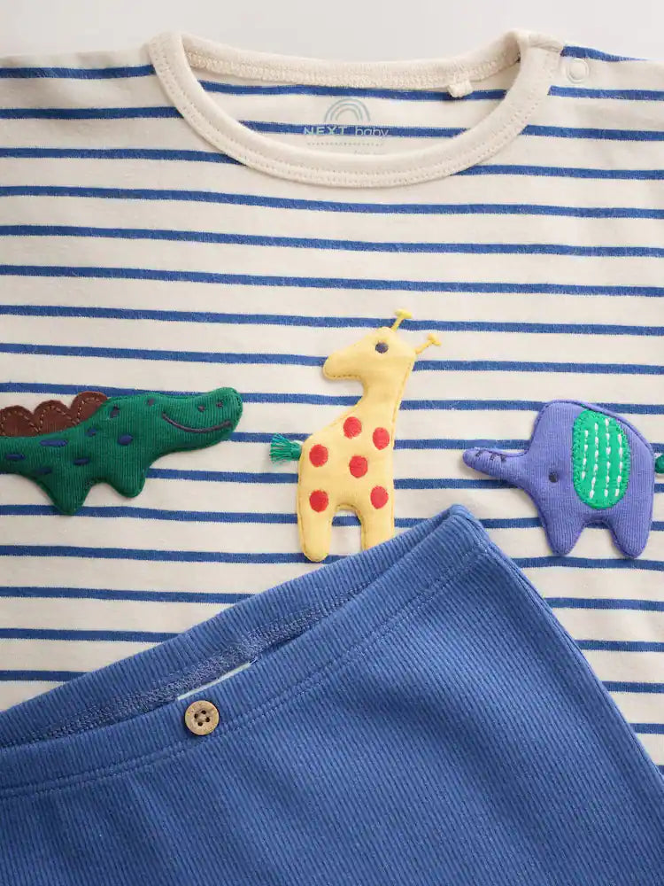 |BabyBoy| Conjunto de Blusa e Legging para Bebé – Animais de Safari (Vermelho/Azul) – 0 meses aos 2 anos