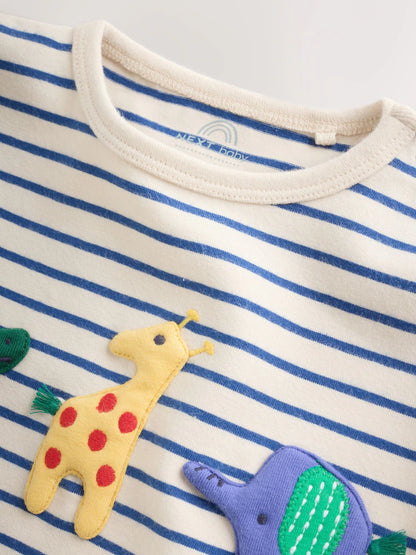 |BabyBoy| Conjunto de Blusa e Legging para Bebé – Animais de Safari (Vermelho/Azul) – 0 meses aos 2 anos