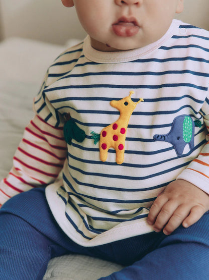 |BabyBoy| Conjunto de Blusa e Legging para Bebé – Animais de Safari (Vermelho/Azul) – 0 meses aos 2 anos