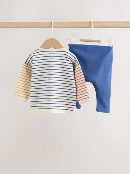 |BabyBoy| Conjunto de Blusa e Legging para Bebé – Animais de Safari (Vermelho/Azul) – 0 meses aos 2 anos