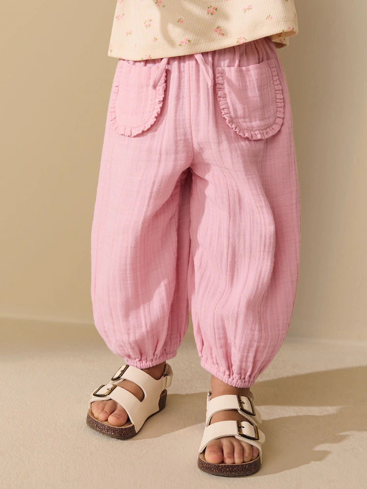 |Girl| Conjunto De 2 Calças Rosa Com Estampa Floral (3 meses a 7 anos)
