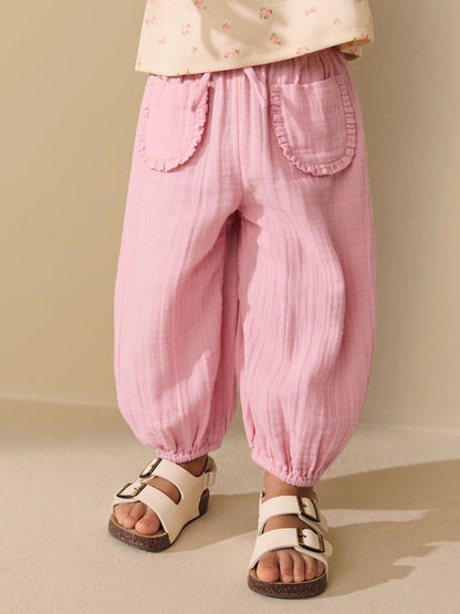 |Girl| Conjunto De 2 Calças Rosa Com Estampa Floral (3 meses a 7 anos)