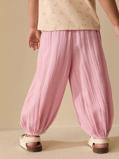 |Girl| Conjunto De 2 Calças Rosa Com Estampa Floral (3 meses a 7 anos)