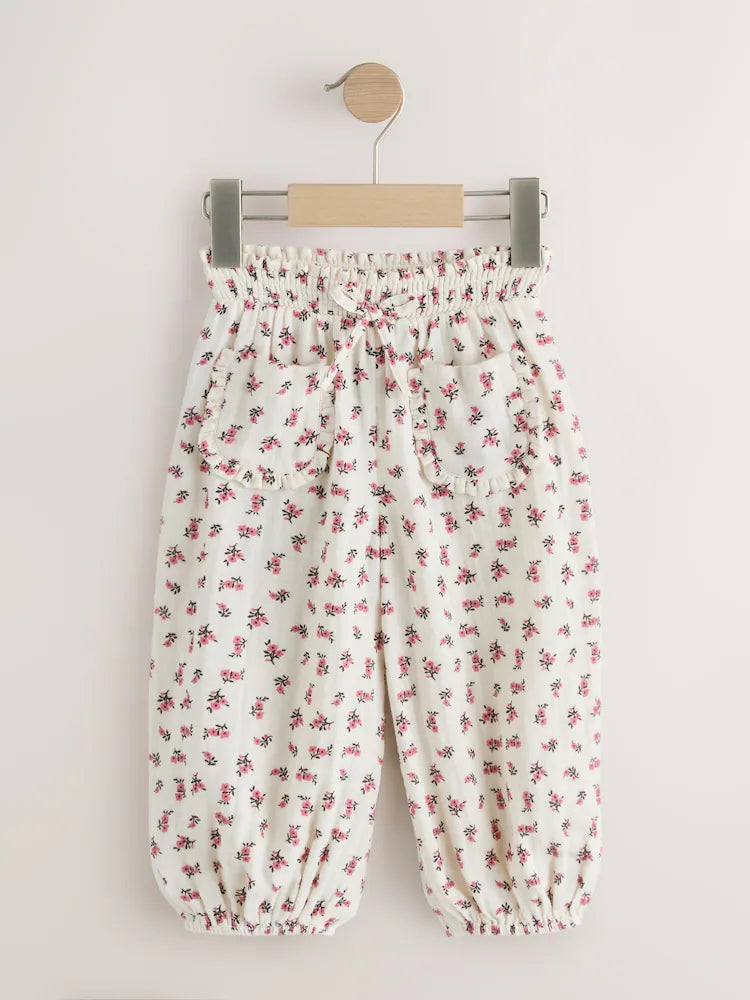 |Girl| Conjunto De 2 Calças Rosa Com Estampa Floral (3 meses a 7 anos)