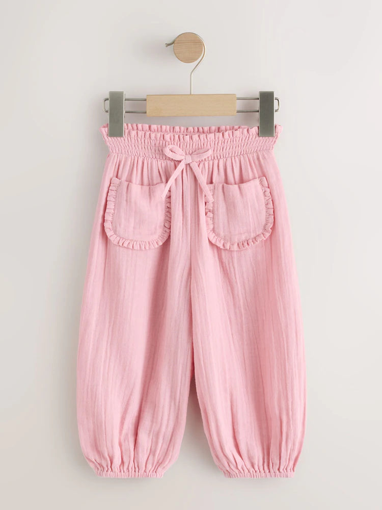 |Girl| Conjunto De 2 Calças Rosa Com Estampa Floral (3 meses a 7 anos)
