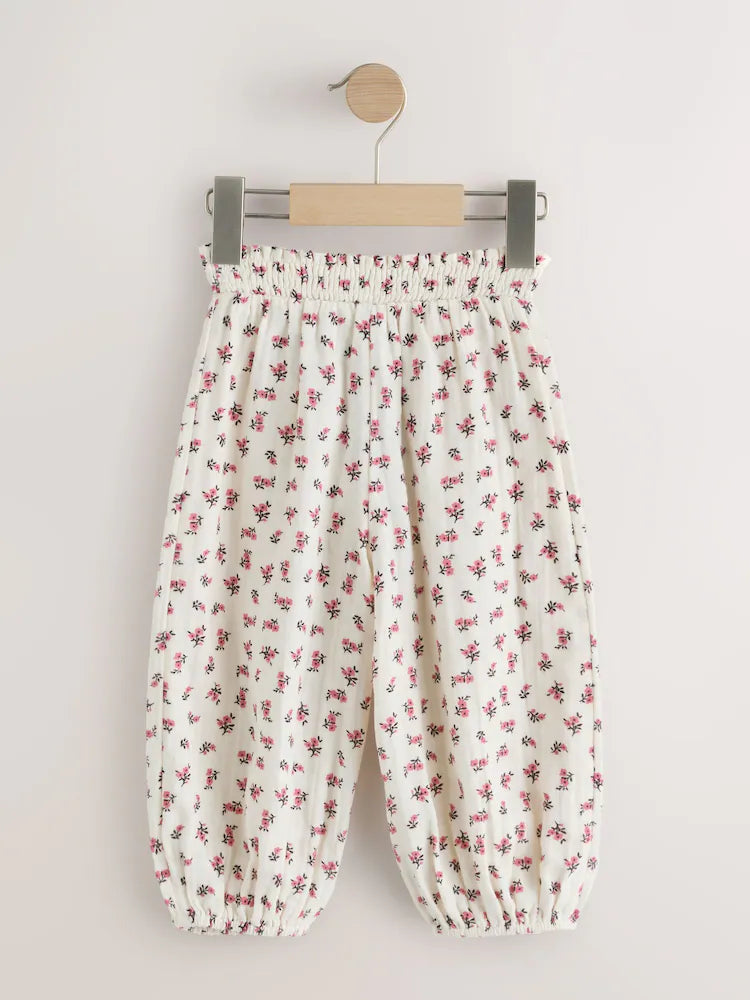 |Girl| Conjunto De 2 Calças Rosa Com Estampa Floral (3 meses a 7 anos)