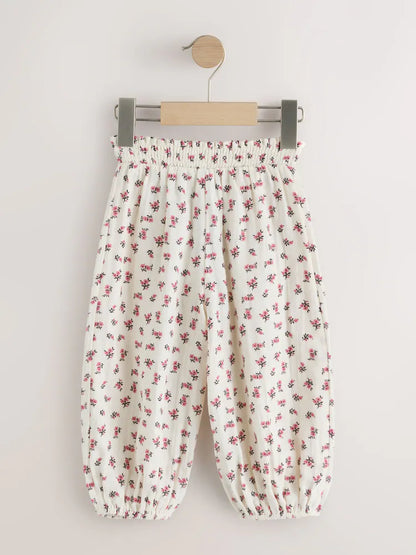 |Girl| Conjunto De 2 Calças Rosa Com Estampa Floral (3 meses a 7 anos)
