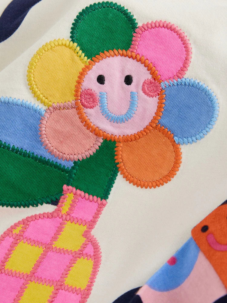 |Girl| Kit com 4 Camisetas de Manga Longa Azul-Marinho com Estampa de Joaninha (3 meses a 7 anos)