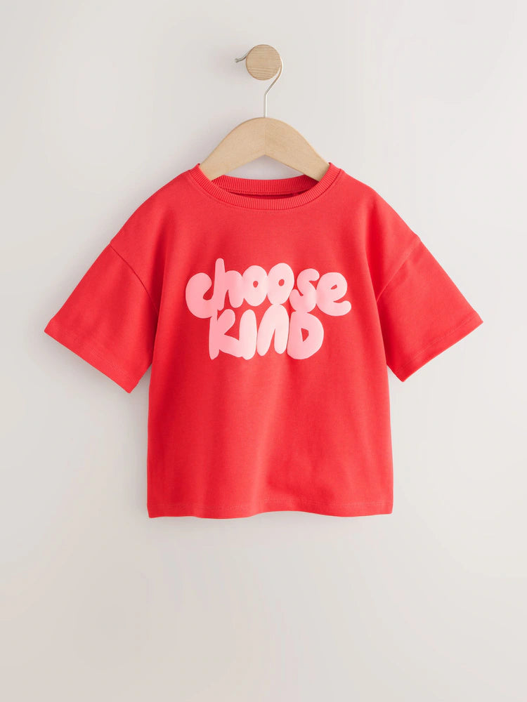|Girl| Camiseta Vermelha De Manga Curta (3 meses a 7 anos)