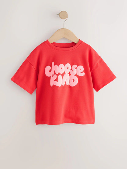|Girl| Camiseta Vermelha De Manga Curta (3 meses a 7 anos)