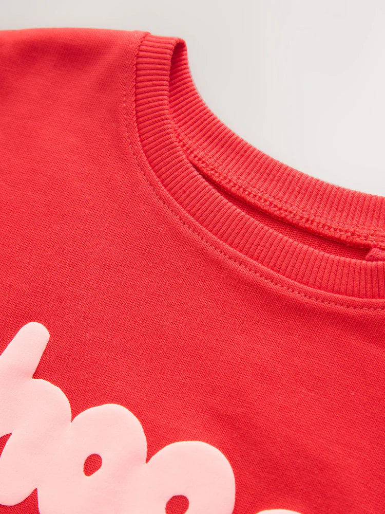 |Girl| Camiseta Vermelha De Manga Curta (3 meses a 7 anos)