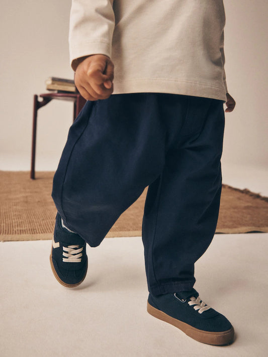 |Boy| Calça Azul-marinho Modelagem Barrel (3 meses a 7 anos)