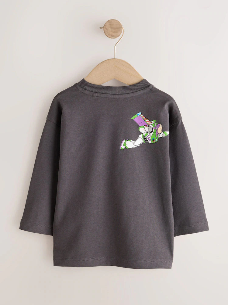 |Boy| Camiseta de Manga Longa Cinza-Chumbo Buzz Lightyear (Toy Story) (3 meses a 8 anos)