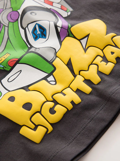 |Boy| Camiseta de Manga Longa Cinza-Chumbo Buzz Lightyear (Toy Story) (3 meses a 8 anos)