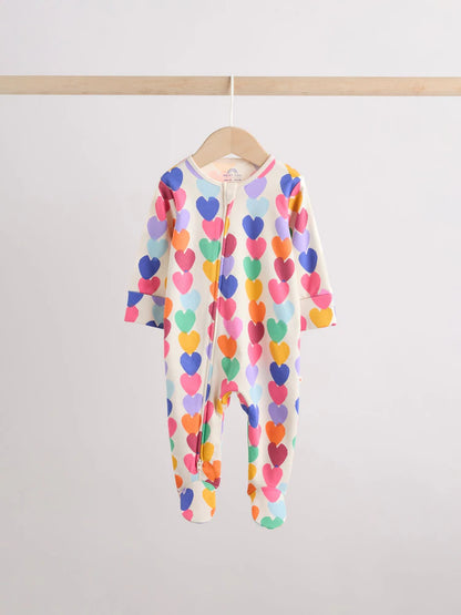 |BabyGirl| Kit Com 3 Macacões De Bebé Com Fecho Bidirecional e Estampado Arco-Íris Vibrante (0 meses a 2 anos)