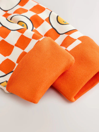 |BabyBoy| Kit com 3 Macacões de Bebê "Brunch" (Azul/Laranja) – 0 meses a 2 anos