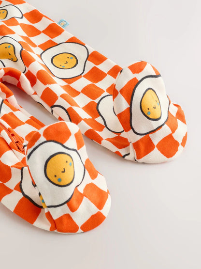 |BabyBoy| Kit com 3 Macacões de Bebê "Brunch" (Azul/Laranja) – 0 meses a 2 anos