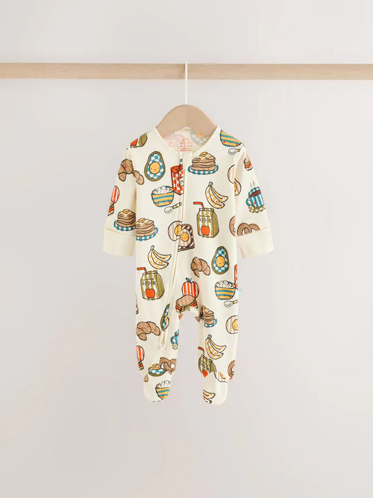 |BabyBoy| Kit com 3 Macacões de Bebê "Brunch" (Azul/Laranja) – 0 meses a 2 anos