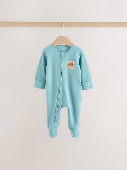|BabyBoy| Kit com 3 Macacões de Bebê "Brunch" (Azul/Laranja) – 0 meses a 2 anos