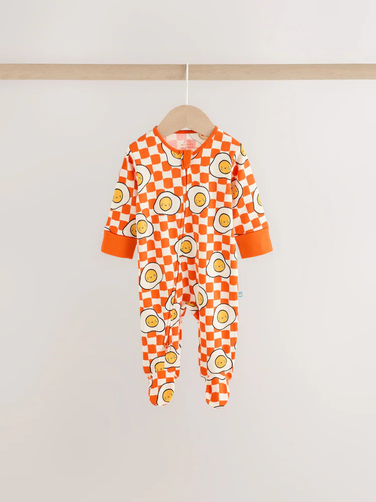 |BabyBoy| Kit com 3 Macacões de Bebê "Brunch" (Azul/Laranja) – 0 meses a 2 anos