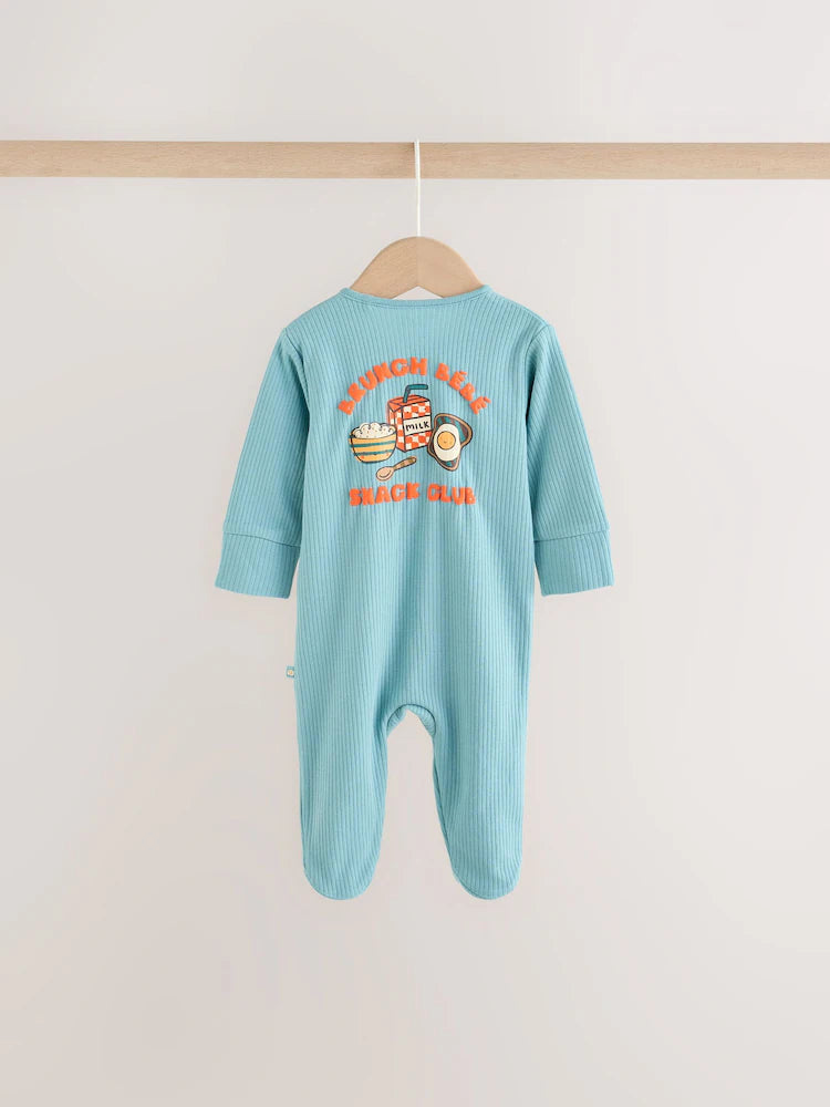 |BabyBoy| Kit com 3 Macacões de Bebê "Brunch" (Azul/Laranja) – 0 meses a 2 anos