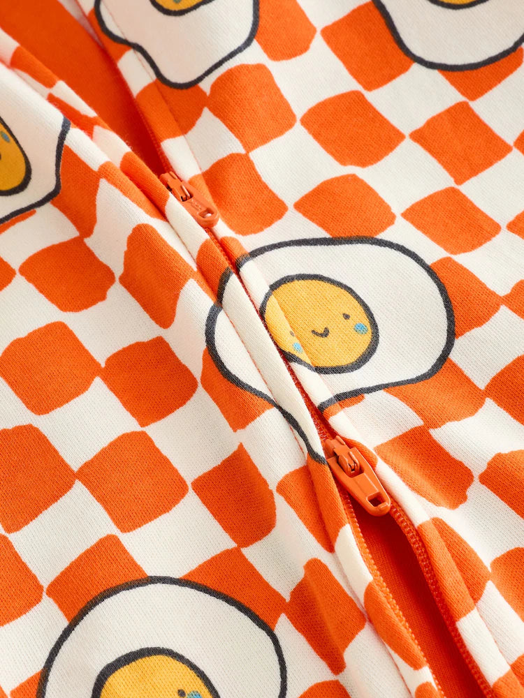 |BabyBoy| Kit com 3 Macacões de Bebê "Brunch" (Azul/Laranja) – 0 meses a 2 anos