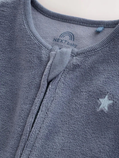 |BabyBoy| Kit com 3 Macacões Azul-Claro com Gola (0-2 anos)