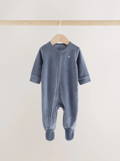 |BabyBoy| Kit com 3 Macacões Azul-Claro com Gola (0-2 anos)