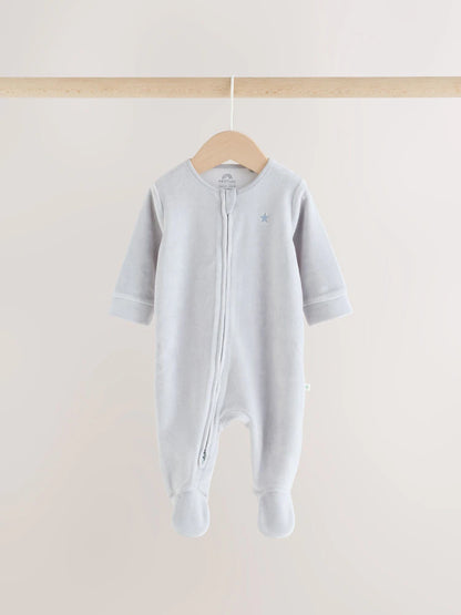 |BabyBoy| Kit com 3 Macacões Azul-Claro com Gola (0-2 anos)