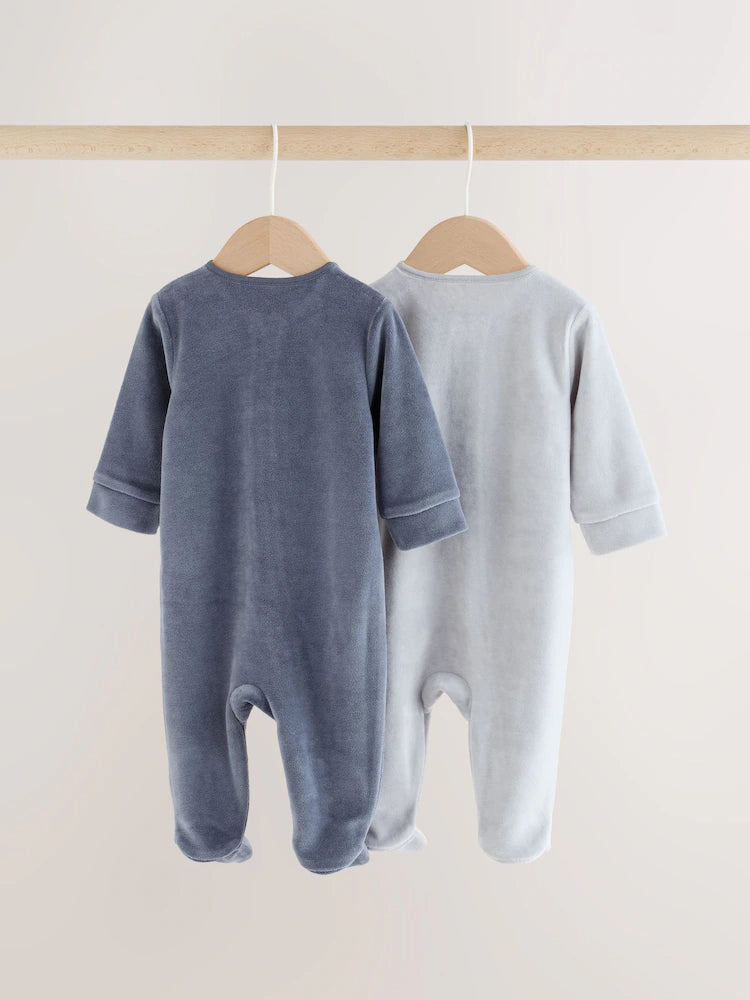 |BabyBoy| Kit com 3 Macacões Azul-Claro com Gola (0-2 anos)