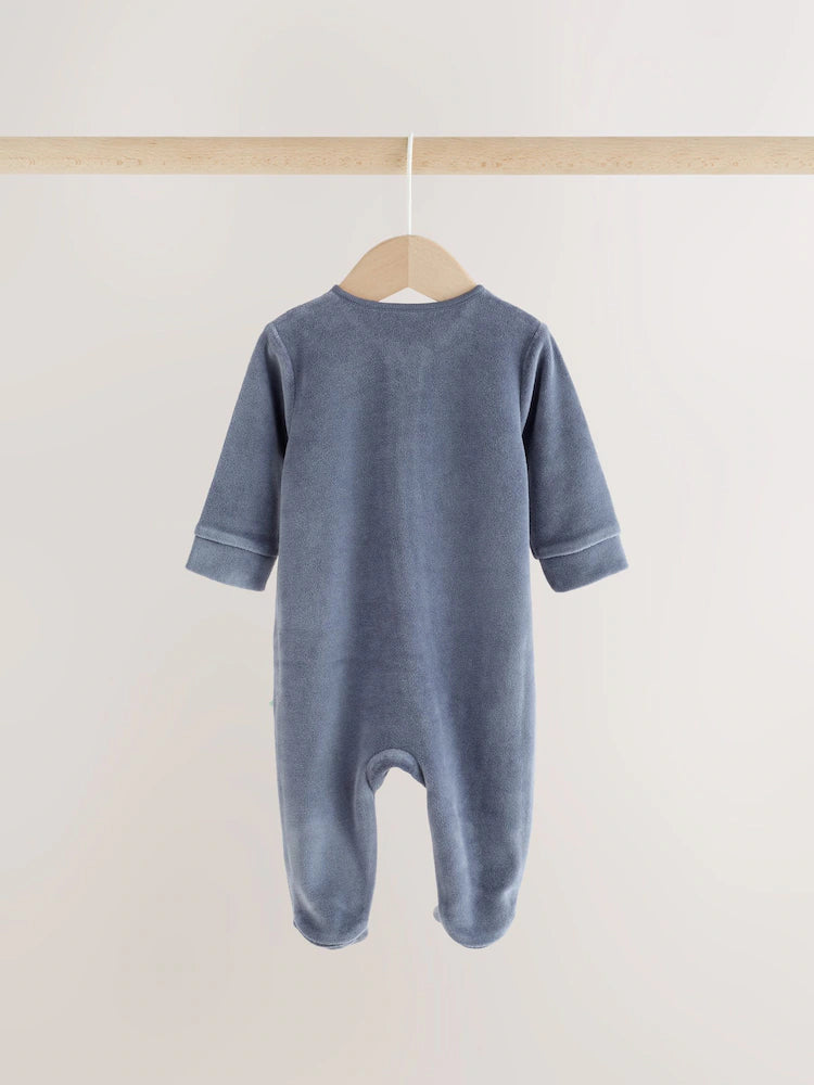 |BabyBoy| Kit com 3 Macacões Azul-Claro com Gola (0-2 anos)