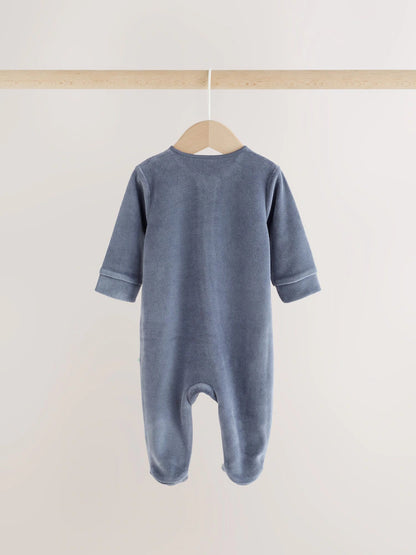 |BabyBoy| Kit com 3 Macacões Azul-Claro com Gola (0-2 anos)