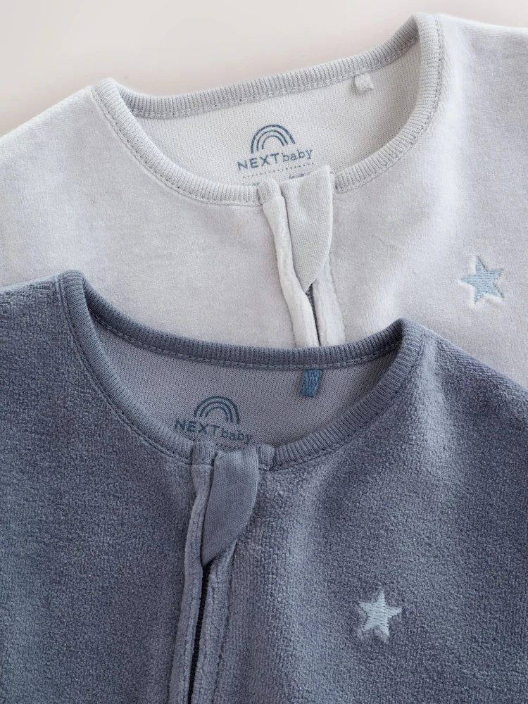 |BabyBoy| Kit com 3 Macacões Azul-Claro com Gola (0-2 anos)