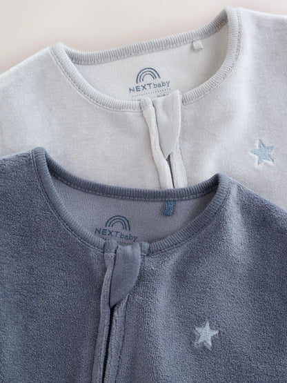 |BabyBoy| Kit com 3 Macacões Azul-Claro com Gola (0-2 anos)