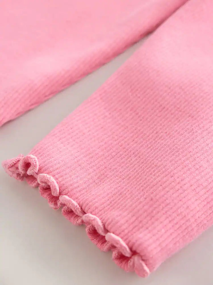|Girl| Conjunto de Blusa de Manga Longa e Legging com Estampa de Cachorro (Azul-marinho) (3 meses a 7 anos)