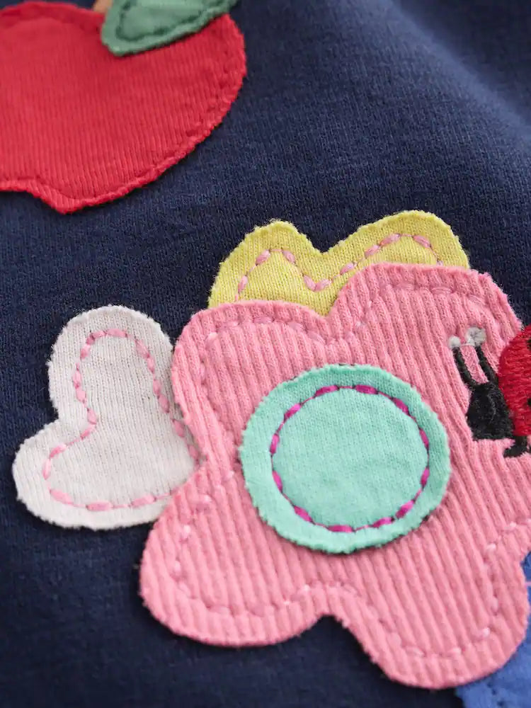 |Girl| Conjunto de Blusa de Manga Longa e Legging com Estampa de Cachorro (Azul-marinho) (3 meses a 7 anos)