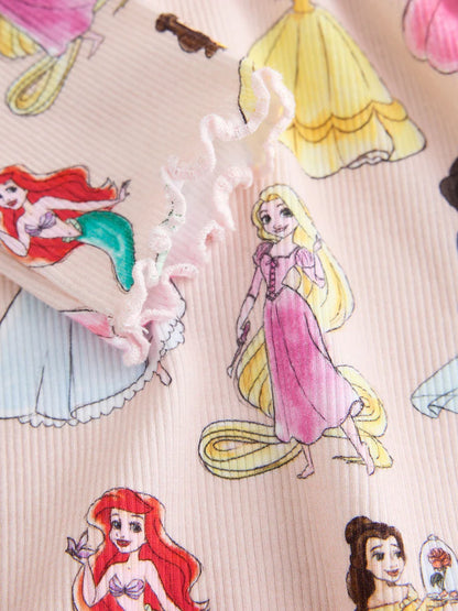 |Girl| Blusa Canelada Rosa de Manga Longa Princesas Disney (3 meses a 7 anos)