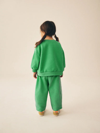 |Girl| Conjunto de Moletom e Calça Modelagem Barrel Leg Green Play (3 meses a 7 anos)