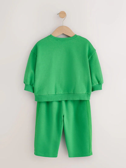 |Girl| Conjunto de Moletom e Calça Modelagem Barrel Leg Green Play (3 meses a 7 anos)