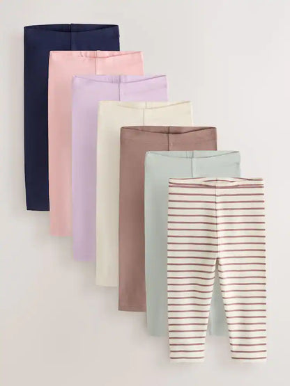 |Girl| Kit com 7 Leggings Rosa Neutro (3 meses a 7 anos)