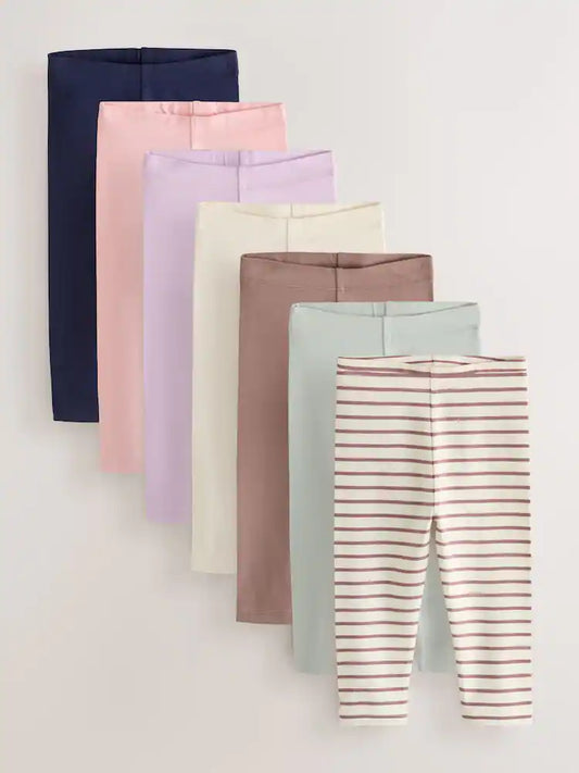 |Girl| Kit com 7 Leggings Rosa Neutro (3 meses a 7 anos)
